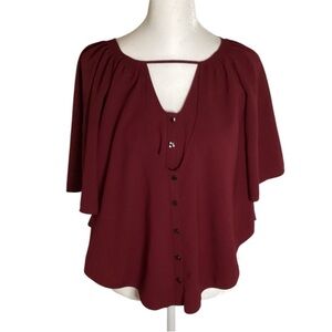 ❤️Leifsdottir Burgundy Blouse with Button Detail